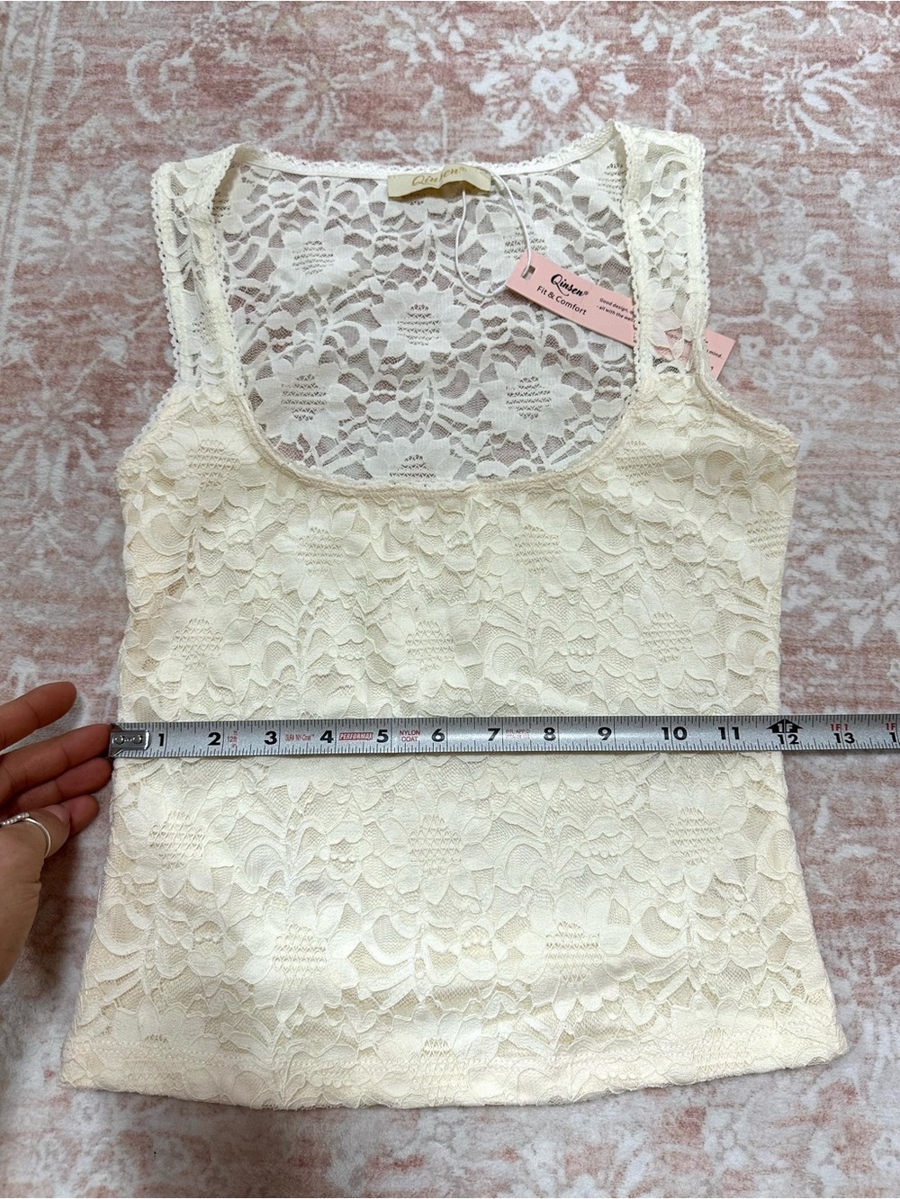 NWT 🤍 Y2K Cream Lace Square-Neck Tank Top - Picture 9 of 9